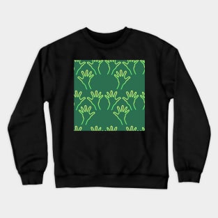 Cave Hands Anew Yellow-Green on Green Crewneck Sweatshirt